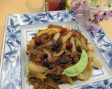 つる豆の麻辣肉あんかけ作り方5写真