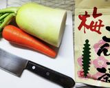 春人参と大根と梅昆布茶の炊き込みご飯作り方1写真