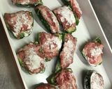 豚こまとチーズで♡ピーマンの肉詰め♫作り方6写真