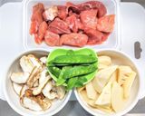 豚肉（角切り）と筍と椎茸の炒め煮作り方1写真