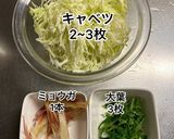★キャベツと大葉とミョウガの塩昆布合え★作り方1写真