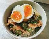 鶏とオクラのキムチ和え丼~半熟卵添え~作り方4写真