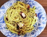 牡蠣の塩辛とキノコとタコのペペロンチーノ作り方6写真