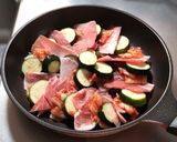 ズッキーニ豚肉ミルフィーユキムチ蒸し作り方3写真