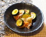 ズッキーニ豚肉ミルフィーユキムチ蒸し作り方5写真
