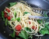 ワサビ菜とミニトマトの生ハムパスタ作り方5写真