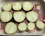 レンジで　豚肉と茄子とニラの重ね蒸し作り方3写真
