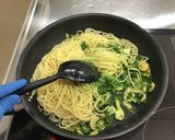 【学校給食】明日葉のジェノベーゼ風パスタ作り方13写真