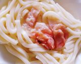 5分★和風カルボナーラうどん★コンロ不要作り方2写真