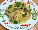 いんげんと厚切りハムのペペロンチーノ作り方12写真