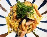 なすベーコンの味噌パスタ作り方8写真