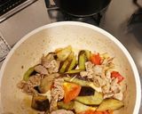 豚肉と茄子トマトパスタ作り方2写真
