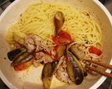 豚肉と茄子トマトパスタ作り方4写真