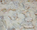白舞茸と鶏肉の豆乳クリームペンネ作り方7写真