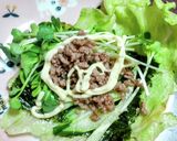 ひき肉のレタス&野菜巻き~♡マヨで作り方2写真