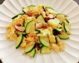 ズッキーニ、椎茸のにんにく卵炒め作り方5写真