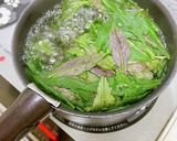 刺身（ぶり）と青菜（金時草）のからし和え作り方2写真