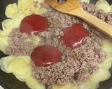 ひき肉とうす切りポテトケチャップマヨ焼き作り方5写真