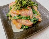 刺身（ぶり）と青菜（金時草）のからし和え作り方9写真