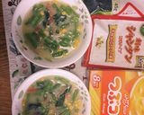 コーンスープにレンジ加熱トウロク豆と人参作り方3写真
