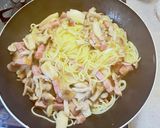 きのことベーコンの和風バター醤油パスタ作り方5写真