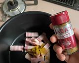 モロヘイヤとベーコンのスープ作り方1写真