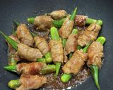 豚こまで巻く！オクラのコクうま照り焼き作り方10写真
