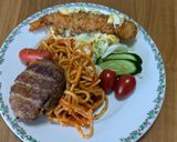 　エビフライ&ハンバーグ&スパゲッティ作り方6写真