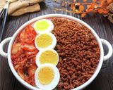 甘ピリ辛そぼろキムチ茹で卵丼作り方3写真