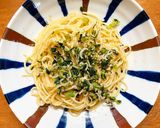九条ねぎたっぷり野沢菜ちりめんたらこスパ作り方5写真