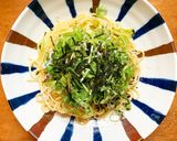 九条ねぎたっぷり野沢菜ちりめんたらこスパ作り方8写真