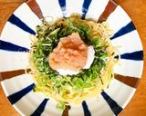 九条ねぎたっぷり野沢菜ちりめんたらこスパ作り方10写真