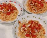 トマトとツナ缶と、つぼ抜きイカのパスタ作り方13写真