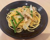 ワンパン焼豚とニンニク茎のスタミナパスタ作り方4写真