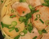 シャキホク！長芋と鶏むね肉の和風パスタ作り方4写真