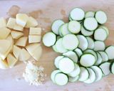 ギリシャ【ズッキーニとポテトのフェタ煮】作り方1写真