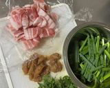 豚バラと青ネギのさっぱり梅干し和風パスタ作り方1写真