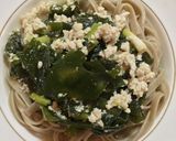 鶏ひき肉とわかめで、「おそばのパスタ」作り方6写真