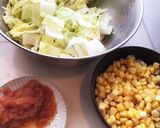 白菜明太コーンのあったか豆乳パスタ作り方1写真