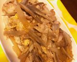 ごぼう玉ねぎ豚バラの卵とじ丼作り方4写真
