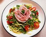 ワンパン！生ハム豆苗プチトマトのパスタ！作り方5写真
