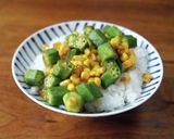 焼きおくらコーンぶっかけご飯作り方4写真