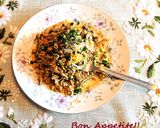 茸と豚肉たっぷり⭐黄色いサフランパスタ作り方4写真