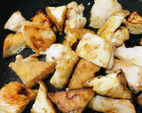 鶏肉と厚揚げのあまから生姜炒め作り方2写真