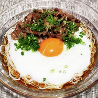 超簡単！冷やし焼き肉とろろそうめん！！ by hy19690616