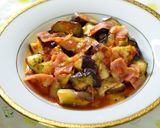 レンジだけ！茄子とベーコンのトマトチーズ作り方5写真