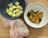 鶏肉とかぼじゃがのオイバター照り焼き♡作り方1写真