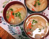 松山あげと大根と人参の味噌汁(^q^)☺作り方20写真