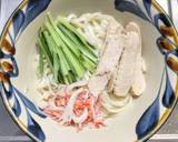 サラダチキンとパクチーの卵とじうどん作り方4写真