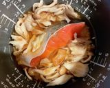 発芽玄米の炊き込みご飯(梅シャケきのこ)作り方2写真